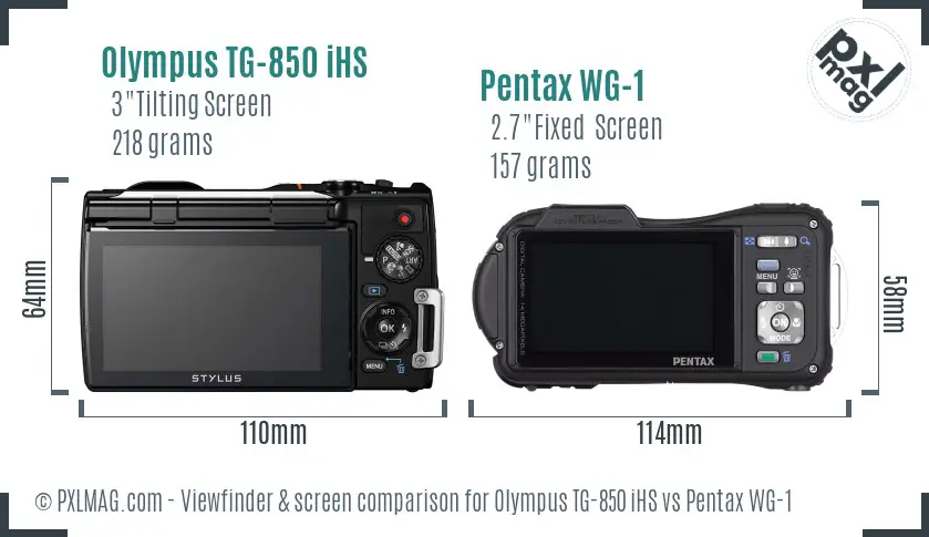 Olympus TG-850 iHS vs Pentax WG-1 Screen and Viewfinder comparison