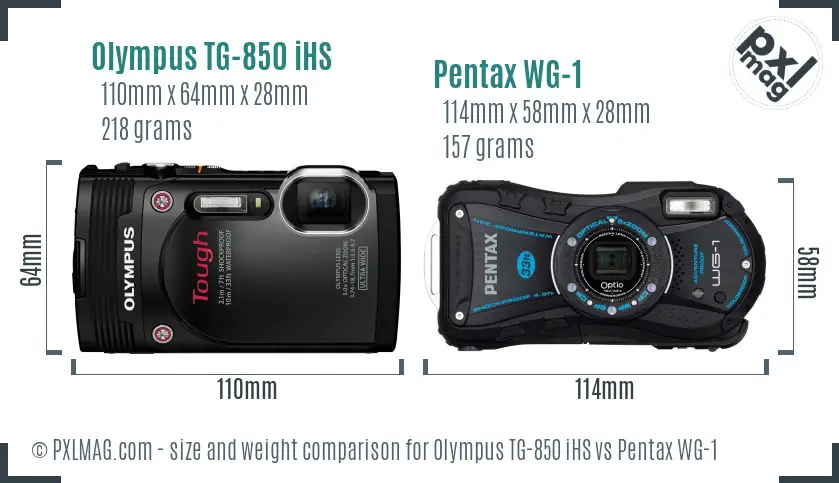 Olympus TG-850 iHS vs Pentax WG-1 size comparison Olympus TG-850 iHS vs Pentax WG-1 size comparison