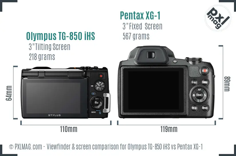 Olympus TG-850 iHS vs Pentax XG-1 Screen and Viewfinder comparison Olympus TG-850 iHS vs Pentax XG-1 Screen and Viewfinder comparison