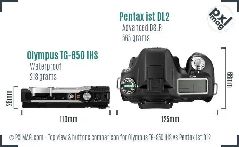 Olympus TG-850 iHS vs Pentax ist DL2 top view buttons comparison