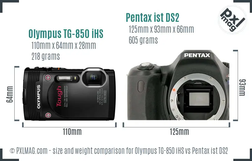 Olympus TG-850 iHS vs Pentax ist DS2 size comparison