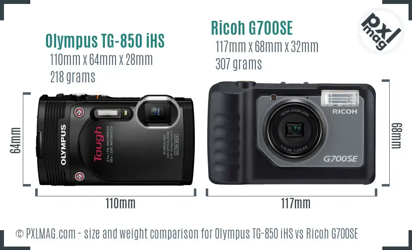 Olympus TG-850 iHS vs Ricoh G700SE size comparison Olympus TG-850 iHS vs Ricoh G700SE size comparison