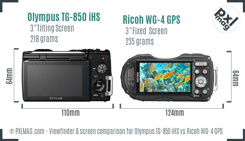 Olympus TG-850 iHS vs Ricoh WG-4 GPS Screen and Viewfinder comparison