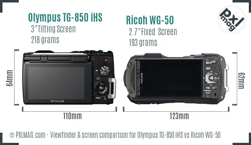 Olympus TG-850 iHS vs Ricoh WG-50 Screen and Viewfinder comparison Olympus TG-850 iHS vs Ricoh WG-50 Screen and Viewfinder comparison