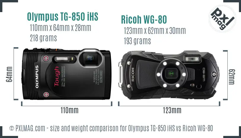 Olympus TG-850 iHS vs Ricoh WG-80 size comparison Olympus TG-850 iHS vs Ricoh WG-80 size comparison