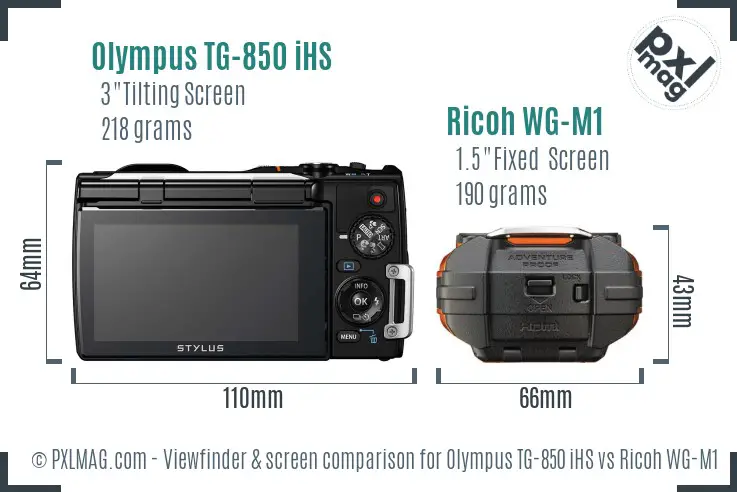 Olympus TG-850 iHS vs Ricoh WG-M1 Screen and Viewfinder comparison