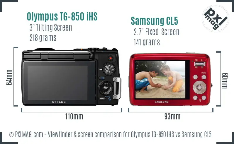 Olympus TG-850 iHS vs Samsung CL5 Screen and Viewfinder comparison Olympus TG-850 iHS vs Samsung CL5 Screen and Viewfinder comparison