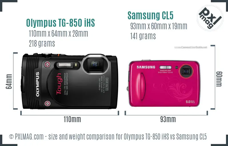 Olympus TG-850 iHS vs Samsung CL5 size comparison Olympus TG-850 iHS vs Samsung CL5 size comparison