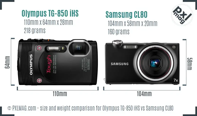 Olympus TG-850 iHS vs Samsung CL80 size comparison