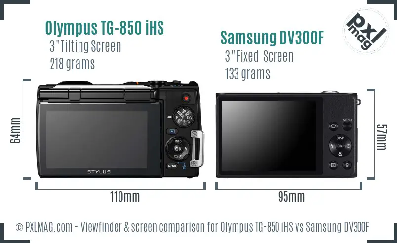 Olympus TG-850 iHS vs Samsung DV300F Screen and Viewfinder comparison