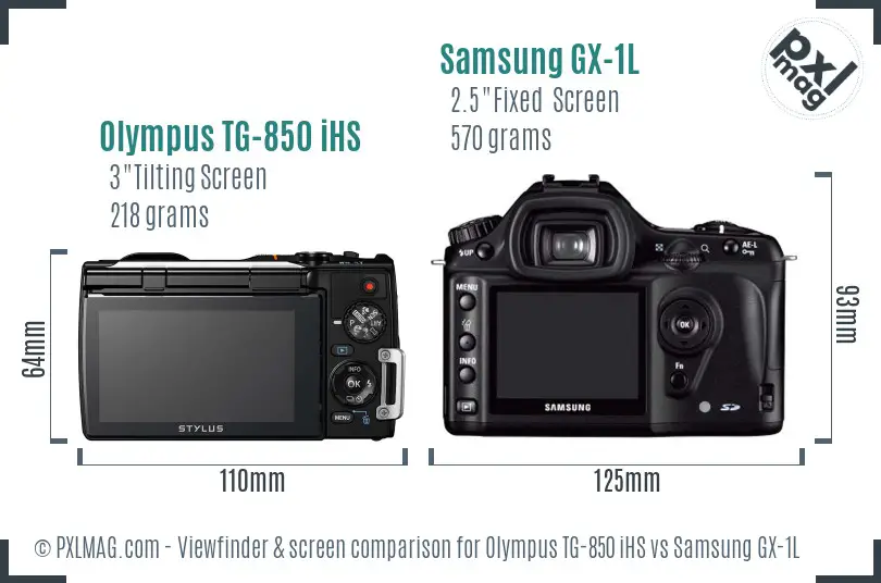 Olympus TG-850 iHS vs Samsung GX-1L Screen and Viewfinder comparison