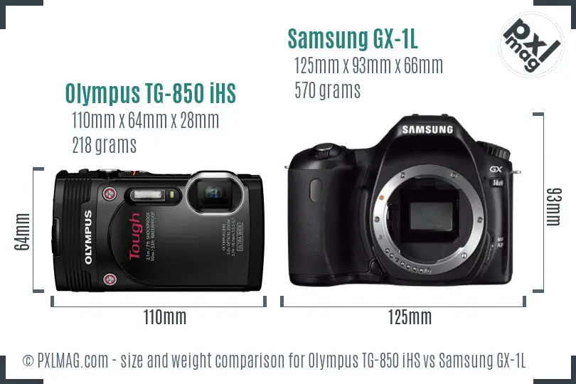 Olympus TG-850 iHS vs Samsung GX-1L size comparison