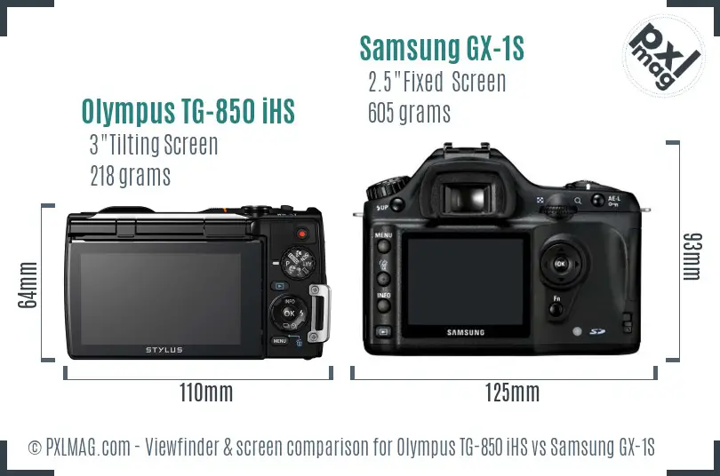 Olympus TG-850 iHS vs Samsung GX-1S Screen and Viewfinder comparison