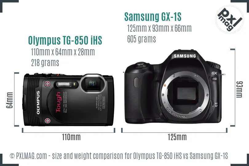 Olympus TG-850 iHS vs Samsung GX-1S size comparison