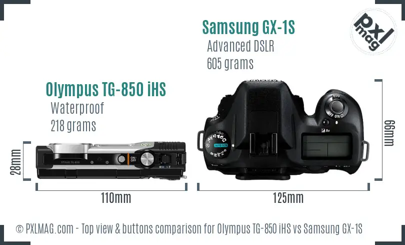 Olympus TG-850 iHS vs Samsung GX-1S top view buttons comparison