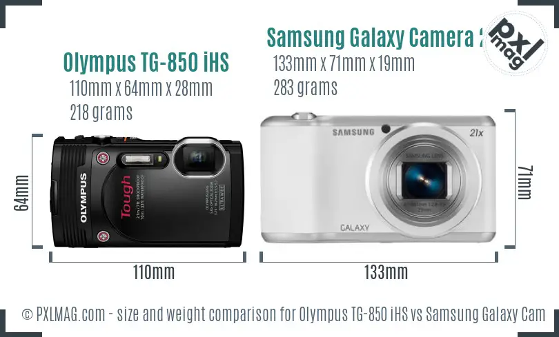 Olympus TG-850 iHS vs Samsung Galaxy Camera 2 size comparison