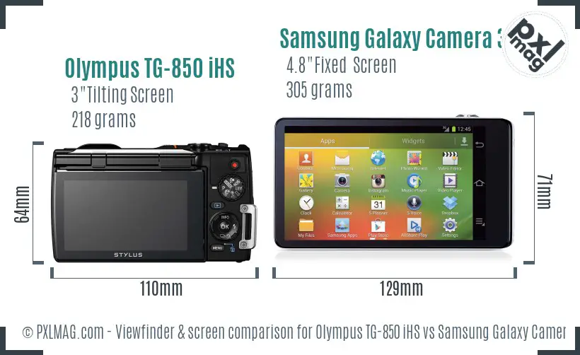 Olympus TG-850 iHS vs Samsung Galaxy Camera 3G Screen and Viewfinder comparison