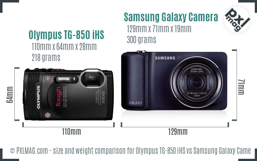 Olympus TG-850 iHS vs Samsung Galaxy Camera size comparison