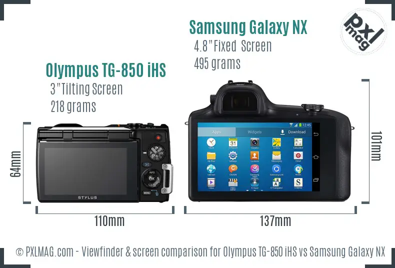 Olympus TG-850 iHS vs Samsung Galaxy NX Screen and Viewfinder comparison