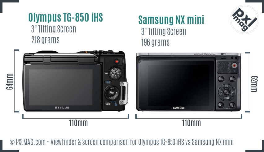 Olympus TG-850 iHS vs Samsung NX mini Screen and Viewfinder comparison