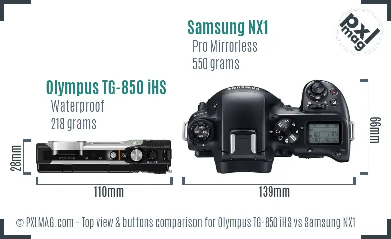 Olympus TG-850 iHS vs Samsung NX1 top view buttons comparison