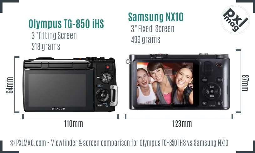 Olympus TG-850 iHS vs Samsung NX10 Screen and Viewfinder comparison