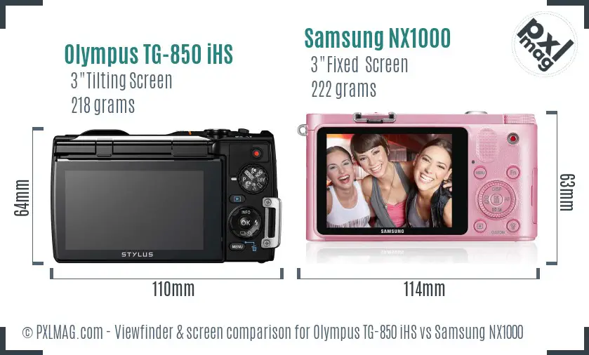 Olympus TG-850 iHS vs Samsung NX1000 Screen and Viewfinder comparison