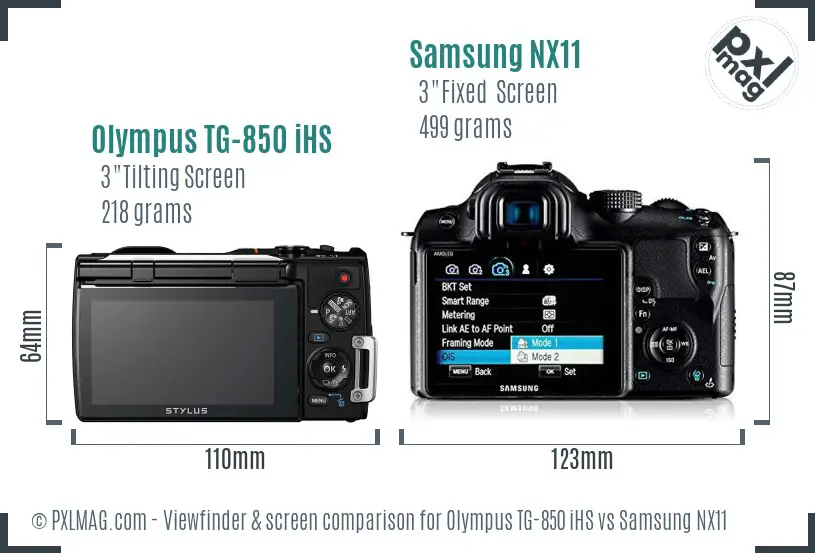 Olympus TG-850 iHS vs Samsung NX11 Screen and Viewfinder comparison