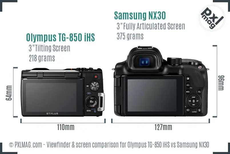 Olympus TG-850 iHS vs Samsung NX30 Screen and Viewfinder comparison