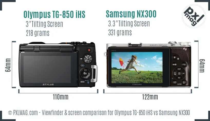 Olympus TG-850 iHS vs Samsung NX300 Screen and Viewfinder comparison