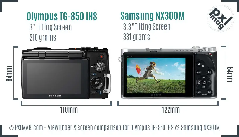 Olympus TG-850 iHS vs Samsung NX300M Screen and Viewfinder comparison Olympus TG-850 iHS vs Samsung NX300M Screen and Viewfinder comparison