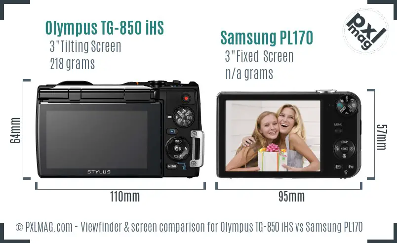 Olympus TG-850 iHS vs Samsung PL170 Screen and Viewfinder comparison