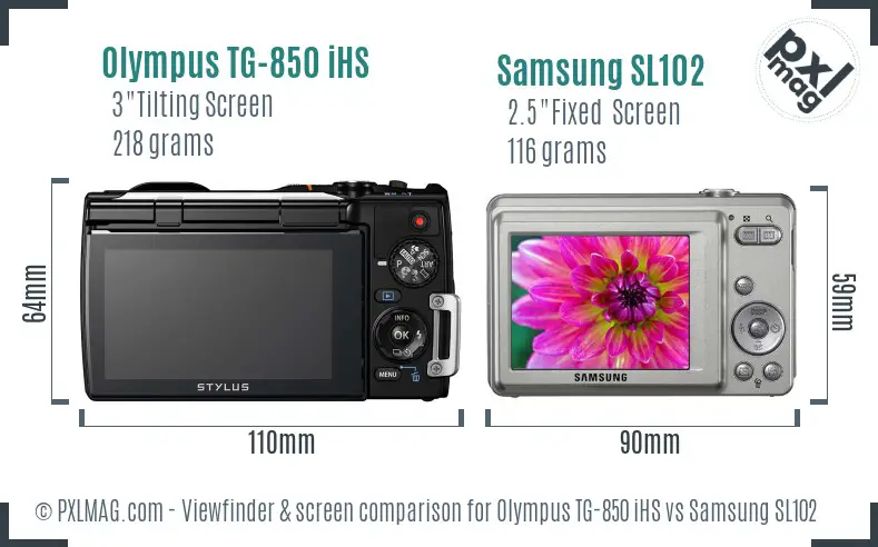 Olympus TG-850 iHS vs Samsung SL102 Screen and Viewfinder comparison Olympus TG-850 iHS vs Samsung SL102 Screen and Viewfinder comparison