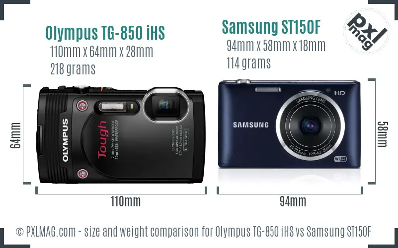 Olympus TG-850 iHS vs Samsung ST150F size comparison