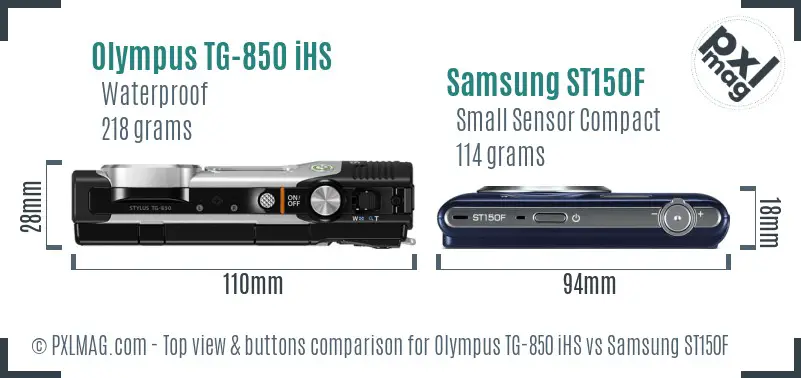 Olympus TG-850 iHS vs Samsung ST150F top view buttons comparison