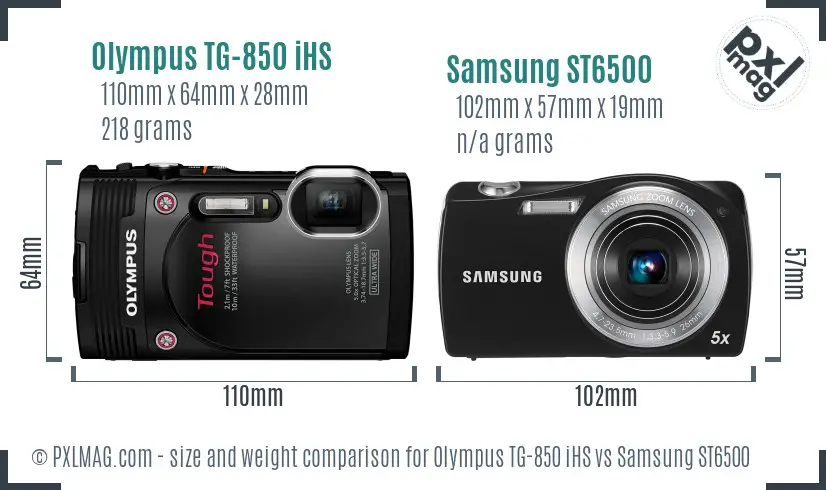 Olympus TG-850 iHS vs Samsung ST6500 size comparison