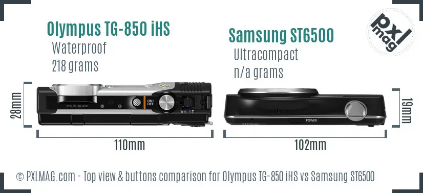 Olympus TG-850 iHS vs Samsung ST6500 top view buttons comparison