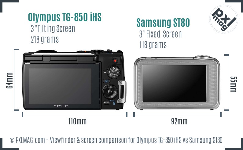 Olympus TG-850 iHS vs Samsung ST80 Screen and Viewfinder comparison