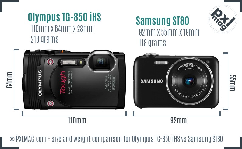 Olympus TG-850 iHS vs Samsung ST80 size comparison