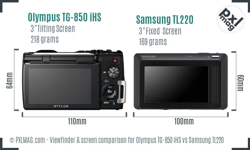 Olympus TG-850 iHS vs Samsung TL220 Screen and Viewfinder comparison