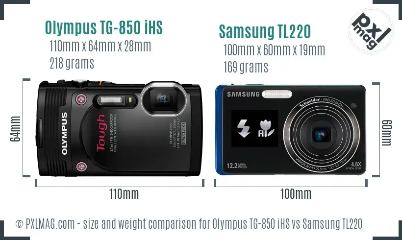 Olympus TG-850 iHS vs Samsung TL220 size comparison