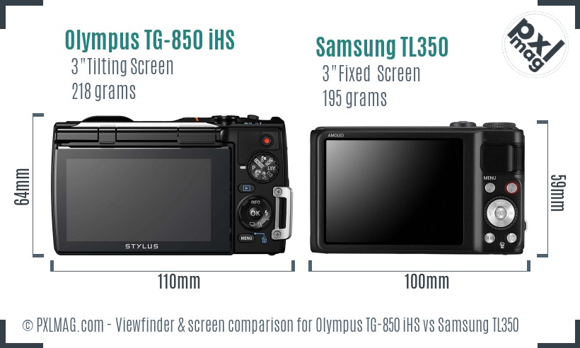 Olympus TG-850 iHS vs Samsung TL350 Screen and Viewfinder comparison