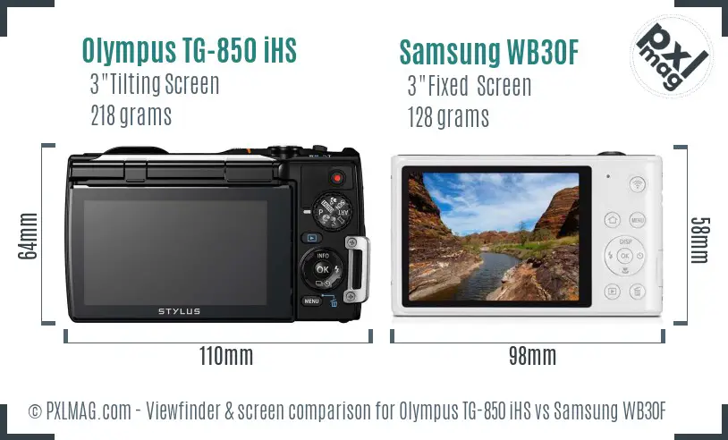 Olympus TG-850 iHS vs Samsung WB30F Screen and Viewfinder comparison