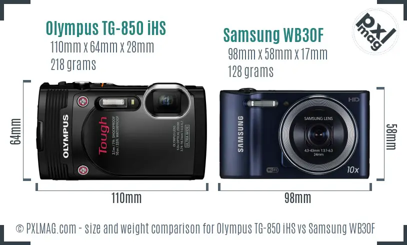 Olympus TG-850 iHS vs Samsung WB30F size comparison