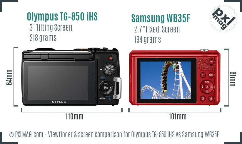 Olympus TG-850 iHS vs Samsung WB35F Screen and Viewfinder comparison