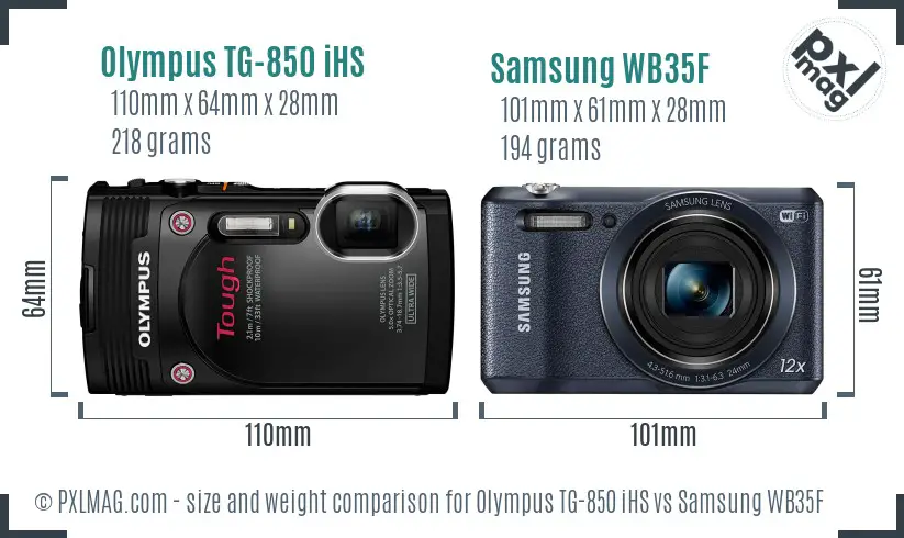 Olympus TG-850 iHS vs Samsung WB35F size comparison