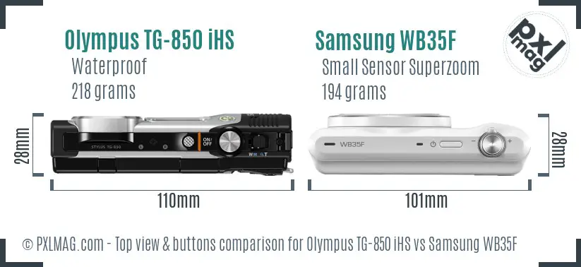 Olympus TG-850 iHS vs Samsung WB35F top view buttons comparison