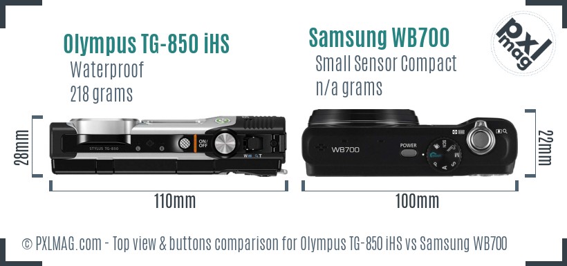 Olympus TG-850 iHS vs Samsung WB700 top view buttons comparison
