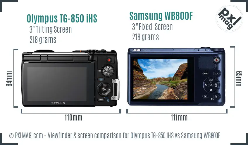 Olympus TG-850 iHS vs Samsung WB800F Screen and Viewfinder comparison Olympus TG-850 iHS vs Samsung WB800F Screen and Viewfinder comparison