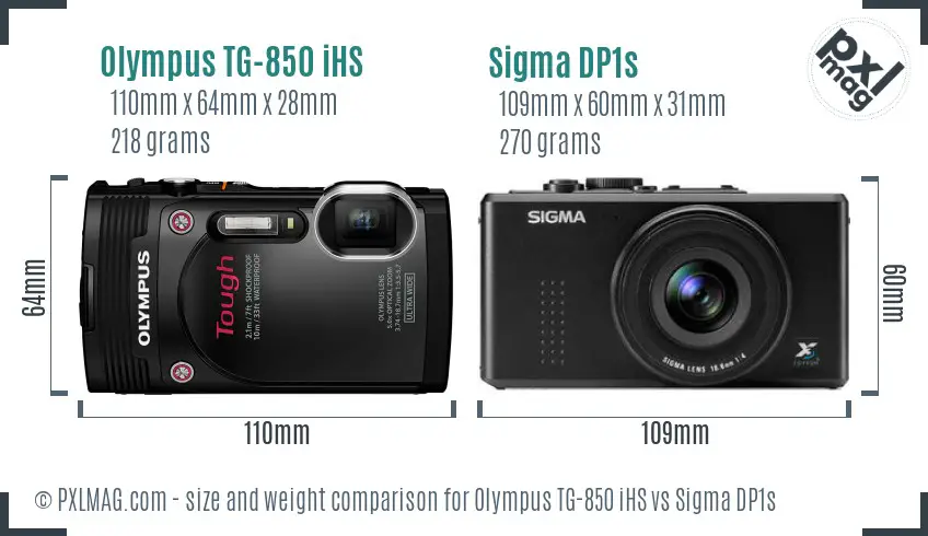 Olympus TG-850 iHS vs Sigma DP1s size comparison